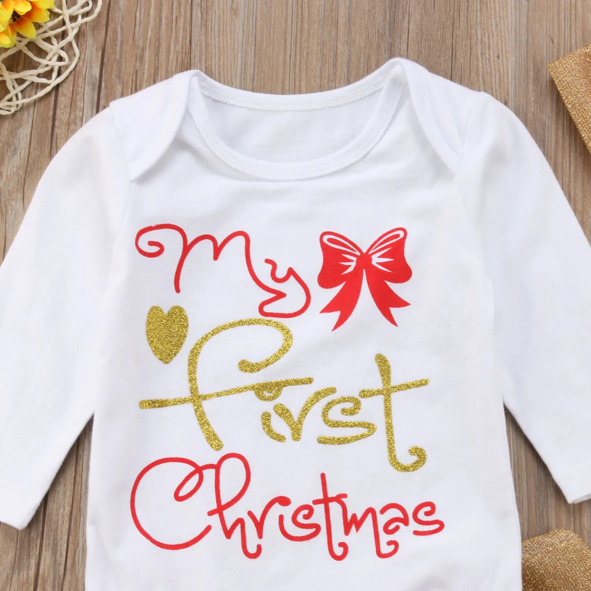 3PCS Set My First Christmas Newborn Baby Boy Girl Cotton Romper Tops+Long Pant Hat Outfits Xmas Clothes | Детская одежда и обувь