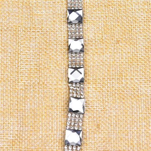 black diamond 1cm 2 ярда/лот горячей фиксации отделка стразами прозрачные кристаллы-стразы окантовка свадебные украшения аппликация «сделай сам» пояс одежды обуви сумки стекло - Цвет: black diamond 1cm