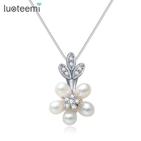luoteemi new arrival fashion elegant 5pcs freshwater pearl flower pendant necklace for women luxury wedding jewelry