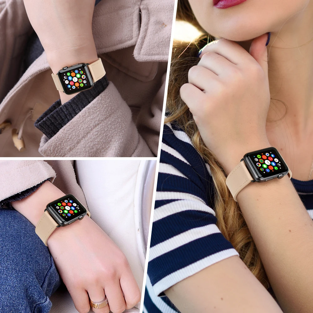 Ремешок MAIKES из натуральной кожи для Apple Watch 38/42/44/40/42 мм|Ремешки часов| |