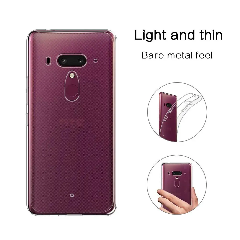 Для HTC U12 Plus /U12 + тонкий прозрачный чехол мягкий гелевый ТПУ силиконовый резиновый