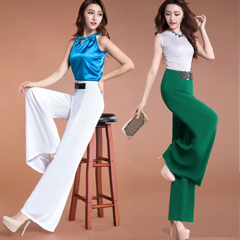 Брюки женские шифоновые плиссированные с широкими штанинами Модные свободные