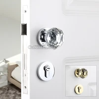Elegant Luxury European Crystal Door Lock Set Copper Interior Door Knobs Lock for Living Room Bedroom Bathroom Gold/Chrome