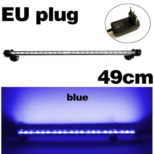 blue 49CM Аквариумный светодиодный светильник, водонепроницаемый освещение для аквариума, подводный аквариумный светильник, аквариумные лампы, Декор, освещение 110 В/220 В, EU power - Цвет: blue 49CM