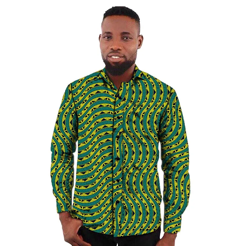 Рубашка dashiki мужская с Африканским принтом модная сорочка отложным воротником