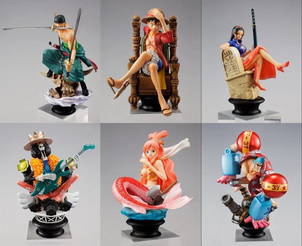 Аниме Одна деталь шахматная фигура 6 шт./компл. Luffy, franky Зоро Брук Робин Коллекция игрушечных пластиковых экшн фигурок из фигурный модельный brinqeudo Коллекционные вещи игрушка