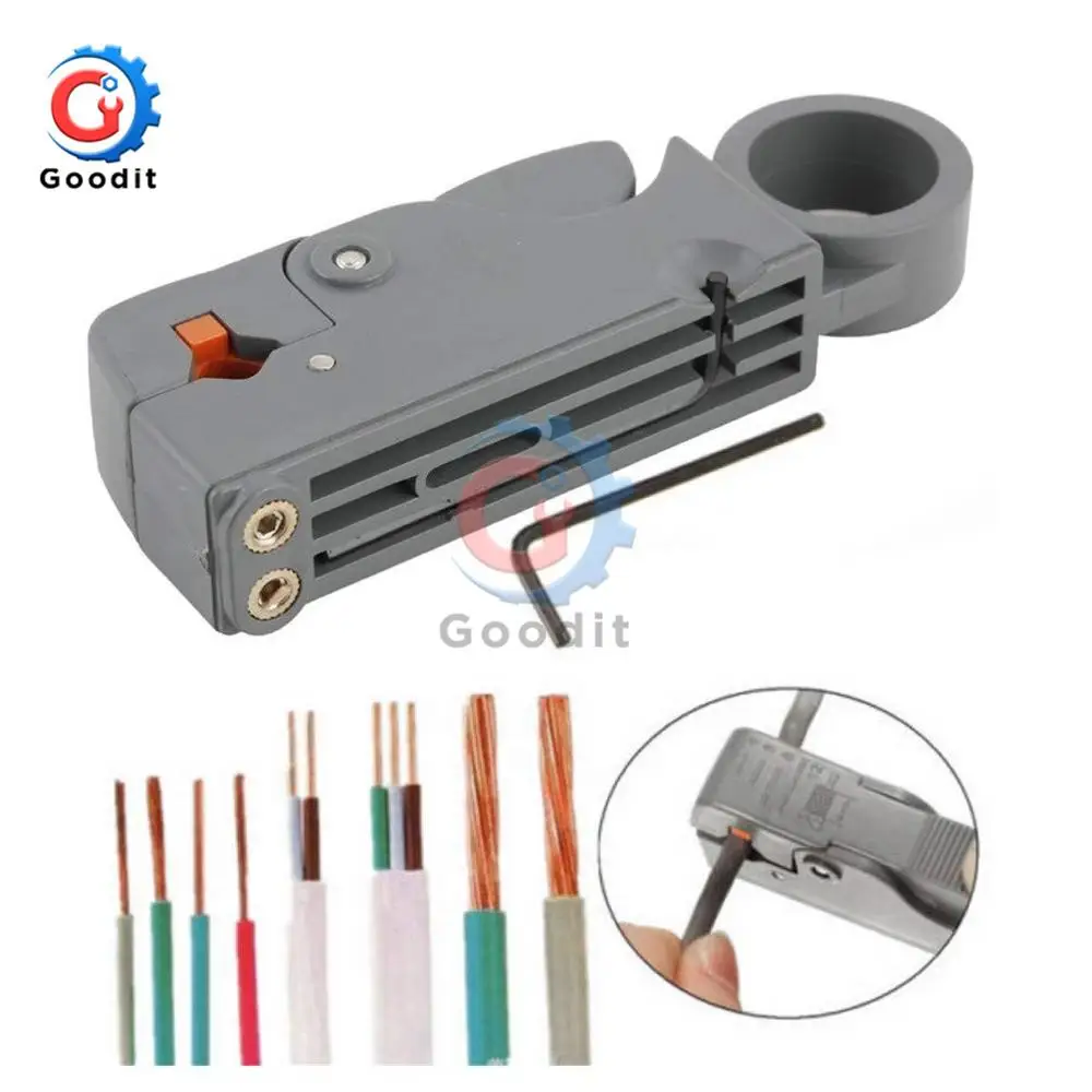 

1Pc Coaxial Cable Stripper Multi Tool Cable Stripper Adjustable Double Blades RG6/59 Wire Stripper Automatic Cable Cutter Pliers