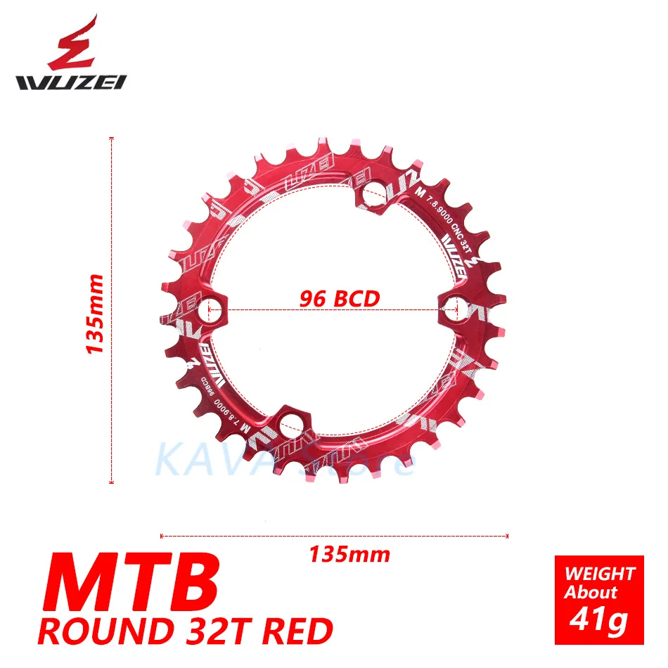 Wuzei 96BCD MTB велосипедная Звездочка широкий узкий Звездочка 32/34/36T Овальный/круглый рукоятка передняя Звездочка для Shimano M7000 M8000 M9000 - Цвет: Round red 32T