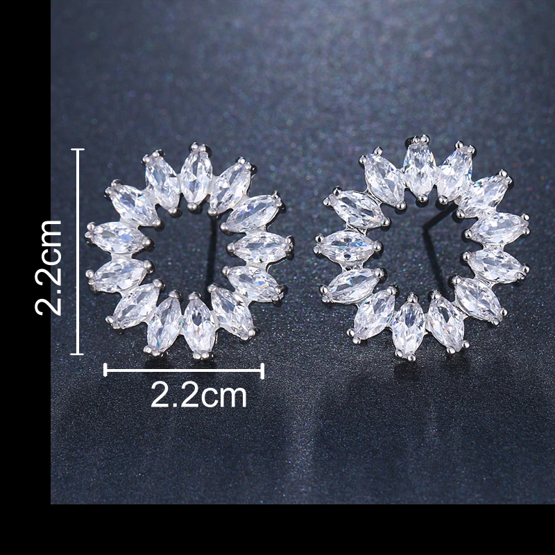 Серьги гвоздики серебряного цвета с прозрачным фианитом|stud earrings|earring studs earringsearrings
