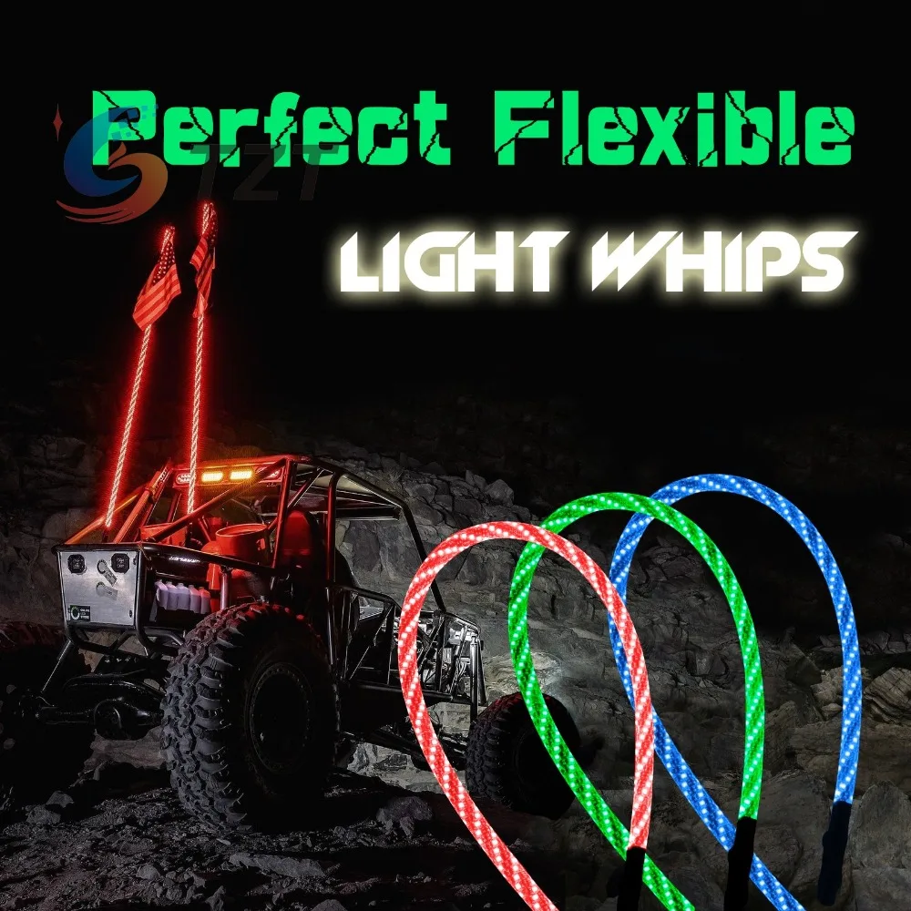 2018 1PC 4FT/1.2M RGB LED Whip 360degree Spiral+Quick Release Base Remote Control for ATV/UTV | Игрушки и хобби