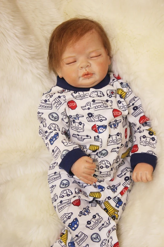 

22" Sleeping reborn babies dolls toys cloth body real newborn baby looking silicone dolls for children gift bebe alive bonecas
