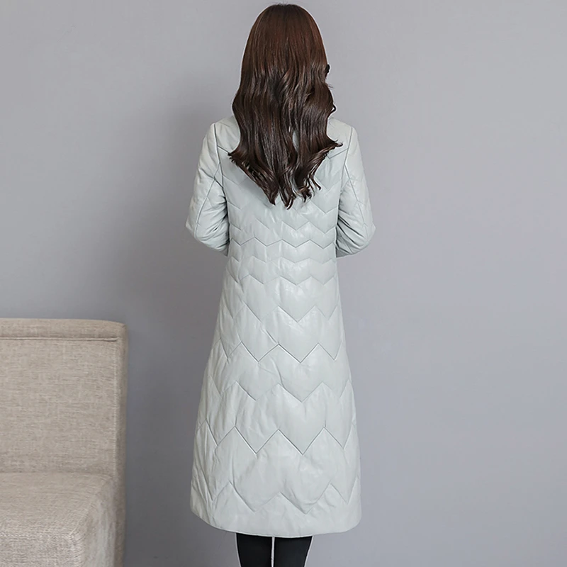 Winter Black Super Warm Long Soft Faux Leather Jacket Women Elegant Overcoat 2018 New Ladies Fur Collar Waterproof PU Parkas 3XL | Женская