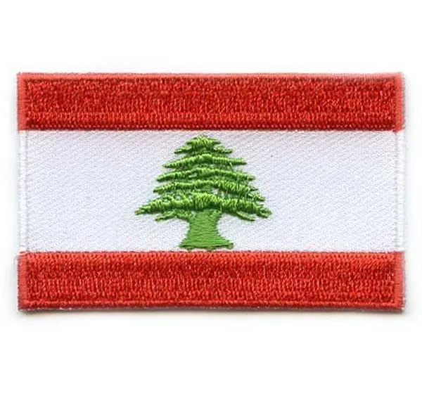 

Lebanon Patches On Clothes Personalized Fabric Labels Custom Shirt Labels Made by Twill with Flat Broder Iron On Backing