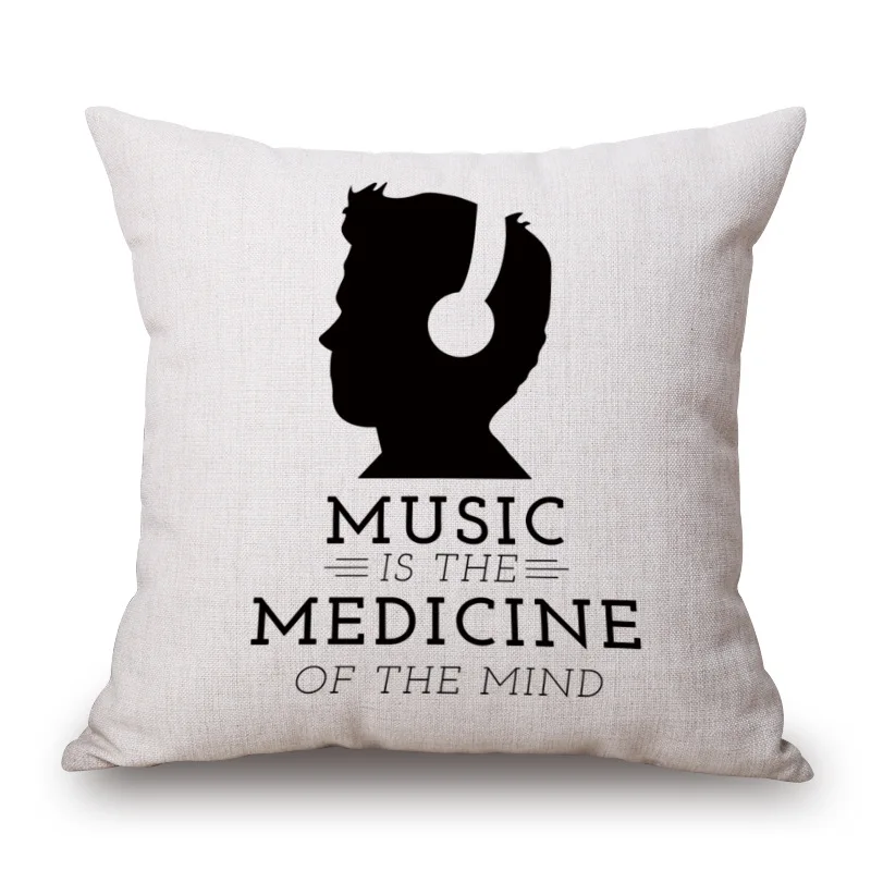 Новинка Короткое Стиль музыка тема Узор Диван подушка чехол из хлопка и льна