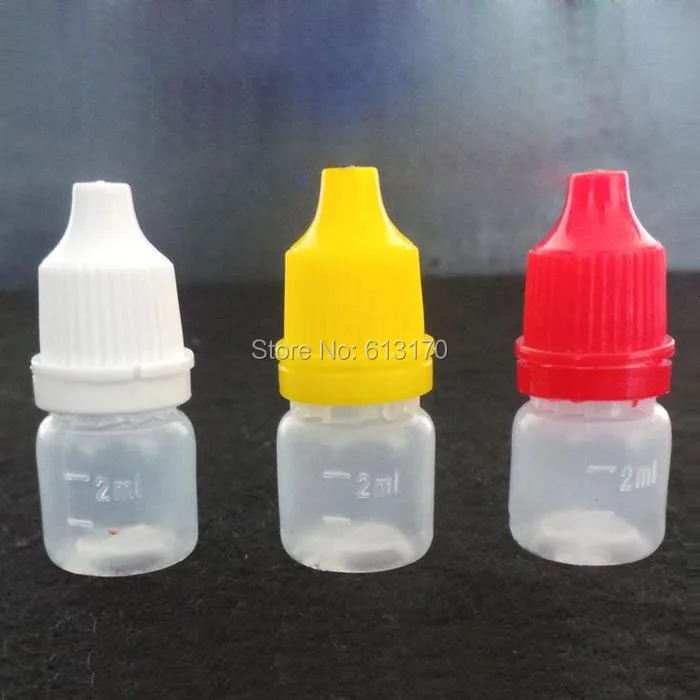

300 шт 2 мл PE бутылка капельница для глаз мини-бутылки с защитой от вскрытия крышки, пластиковая цветная бутылка для волос контейнер для эфирн...