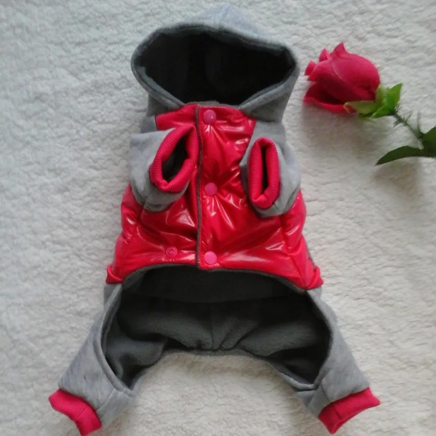 Розовая Одежда для маленьких собак зимняя стеганая толстовка с капюшоном