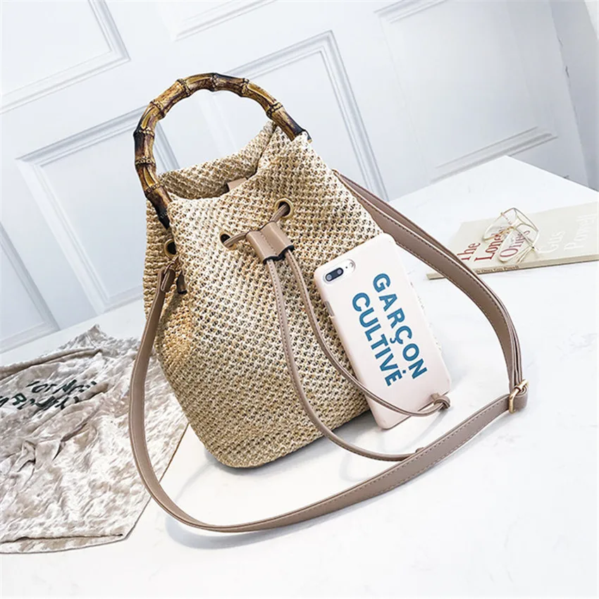 Женская сумка-мешок TOYOOSKY с бамбуковыми ручками Пляжная Повседневная Дамская