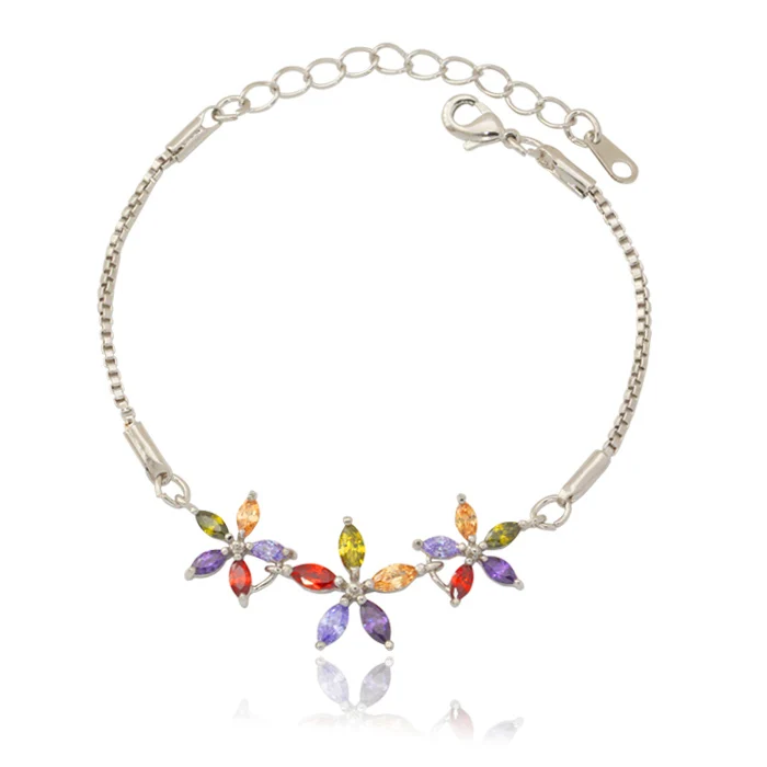 U7 Позолоченные Цветные Циркония Цветок Браслеты Ювелирные Изделия Браслет С