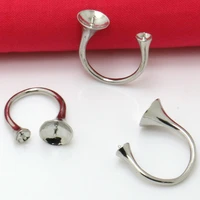 20pcs wholesale double beads ring blank jewelry with rhodium silver plated fit for 5mm and 10mm beads