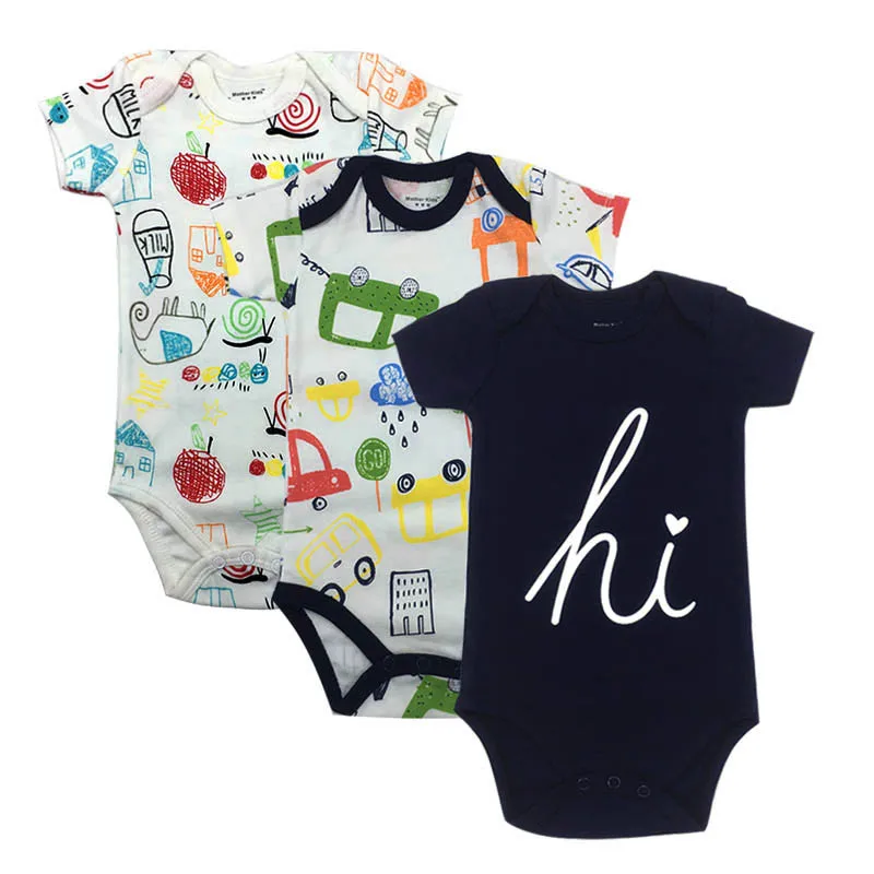 3 PCS/lot newborn baby bodysuits short sleevele clothes O-neck 0-24M Jumpsuit 100%Cotton clothing Infant sets |