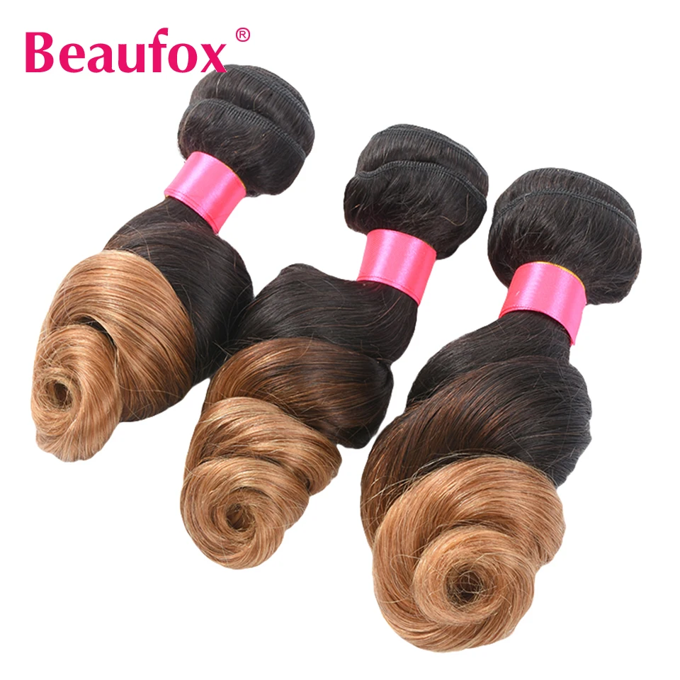 Beaufox Ombre индийские свободные пучки волнистых волос 1B/27 2 тона медовые светлых 100%