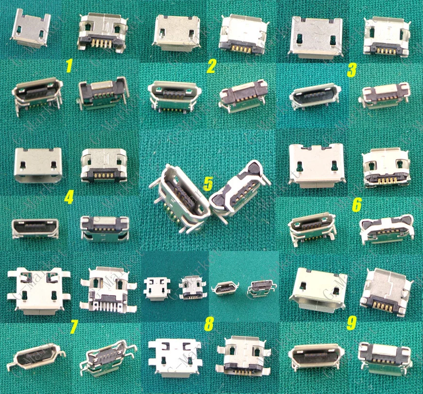 

9 моделей, 180 шт., разъем Micro USB 5p, 5pin, разъем USB для зарядки для ASUS, Samsung, HTC, Lenovo, ZTE, мобильный телефон, планшетный ПК
