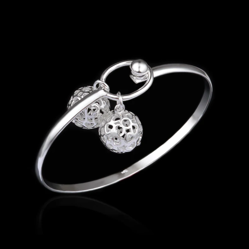 Горячие оптовые полые мяч браслет серебряный Прекрасный модный ювелирные