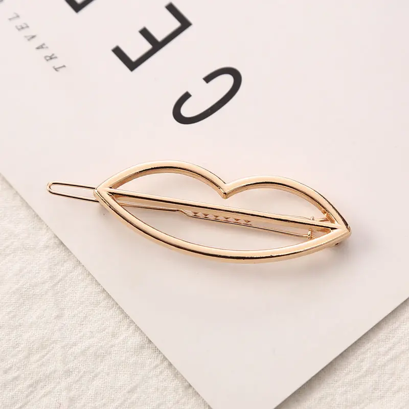 Gold lip Модные женские аксессуары для волос, треугольная заколка для волос, металлический геометрический сплав, ободок для волос с Луной и кругами, заколка для волос, держатель для девочек - Цвет: Gold lip