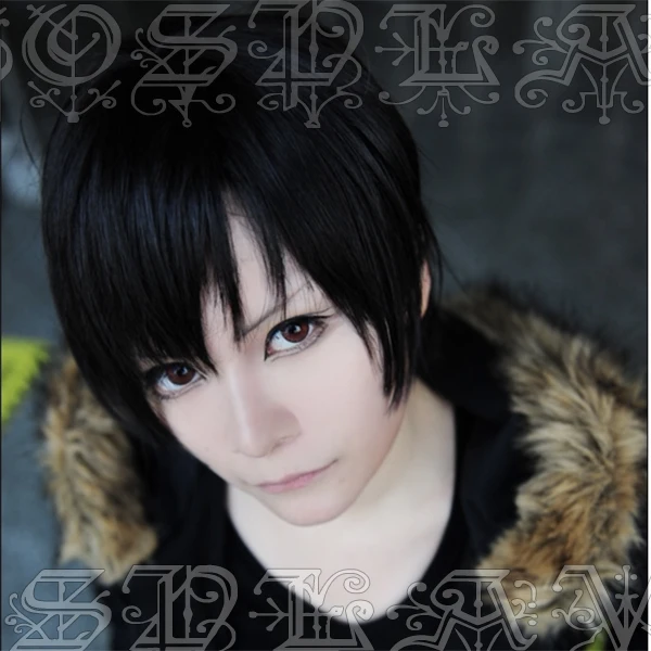 Парик из аниме Durarara Orihara Izaya короткие черные термостойкие синтетические волосы +
