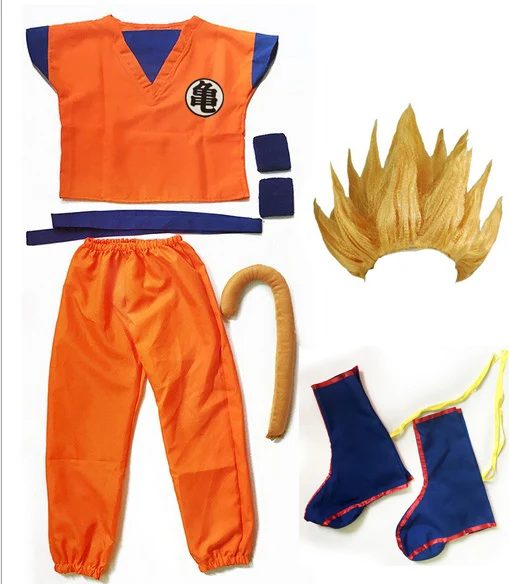 Костюм Dragon Ball Z, одежда Сон Гоку, маскарадные костюмы, Топ/штаны/пояс/хвост/корсаж/парик для взрослых и детей, рождественский подарок