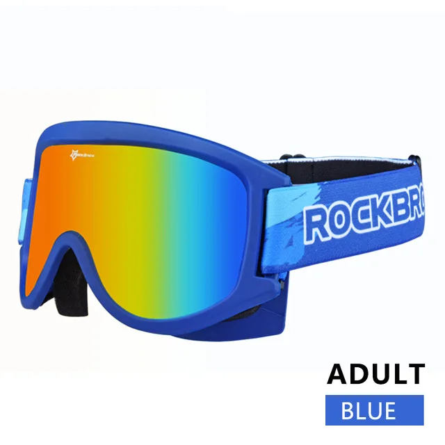 Adult Blue ROCKBROS, детские лыжные очки, противотуманные лыжные очки, двойные очки для сноубординга, PC линзы, TPU, УФ-оправа, очки для взрослых - Цвет: Adult Blue