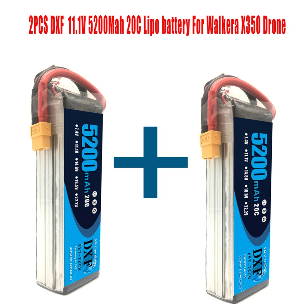 

2PCS 11.1V 5200Mah 3S 20C DXF Lipo Battery For Walkera QR X350 PRO RC Drone Quadcopter SPARE PARTS Walkera Upgrade Parts