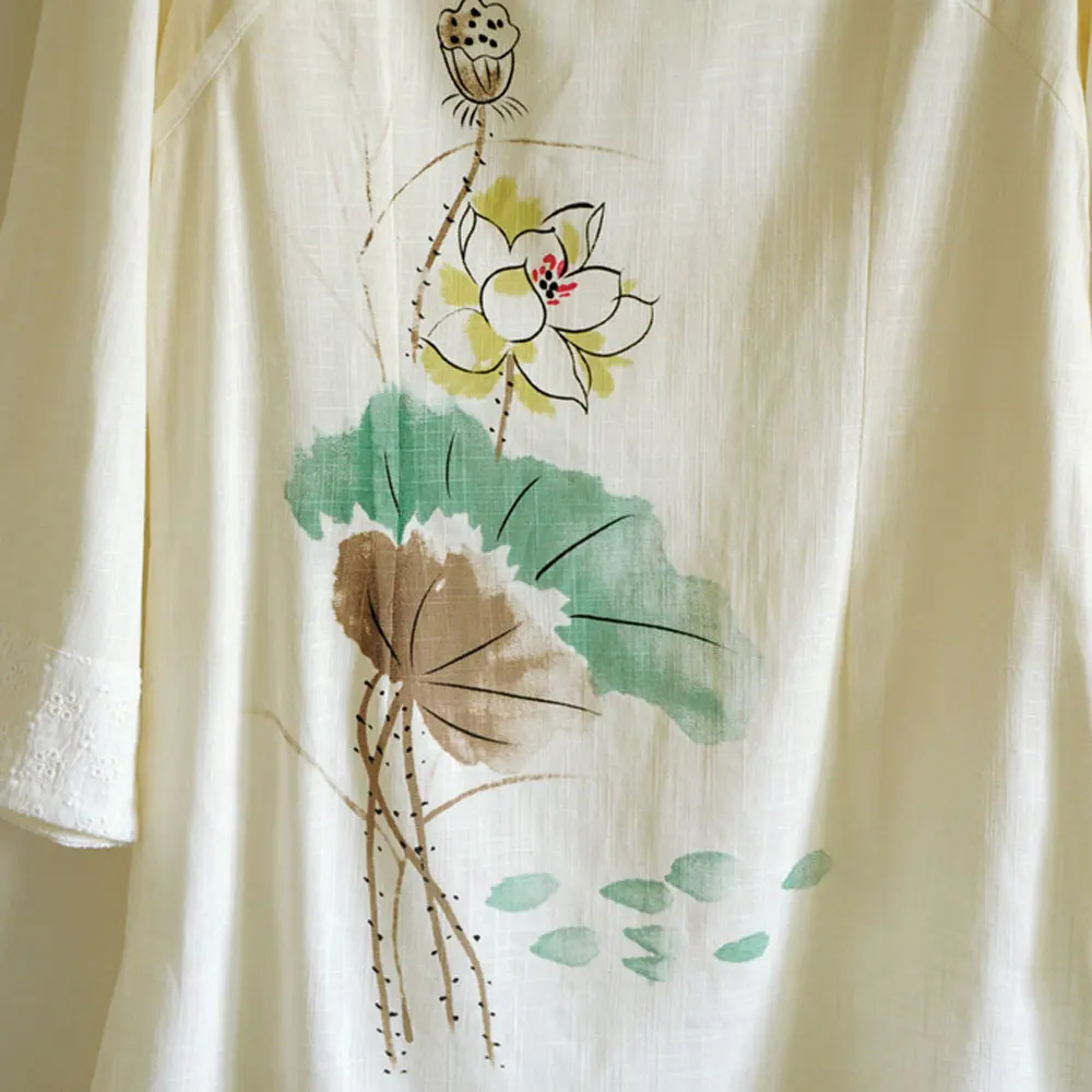 Женский китайский хлопковый льняной костюм традиционная одежда платье в стиле Zen