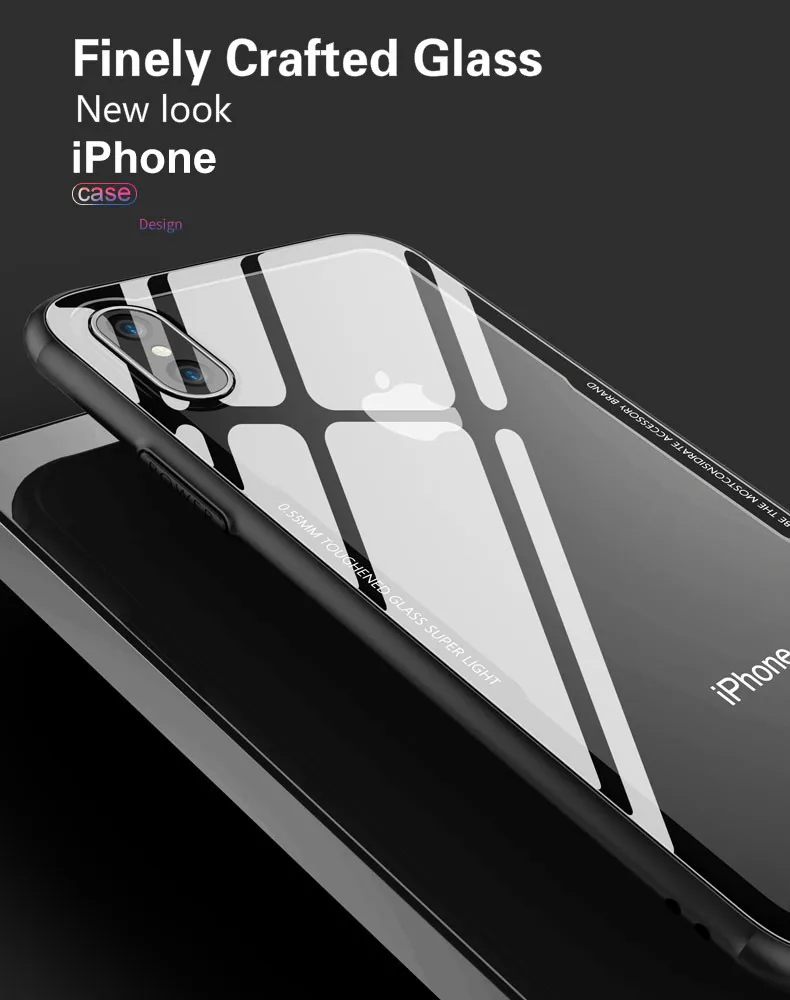 Чехол из закаленного стекла для iPhone 7, 8, 6, 6s Plus, высокое качество, прозрачный мягкий силиконовый стеклянный чехол для iPhone 11 Pro, X, XR, XS, Max, чехол s