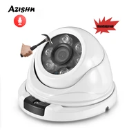 azishn audio h 265 4mp 5mp wide angle ip camera metal microphone ip66 p2p network dome security cctv cam dc 12v48v poe