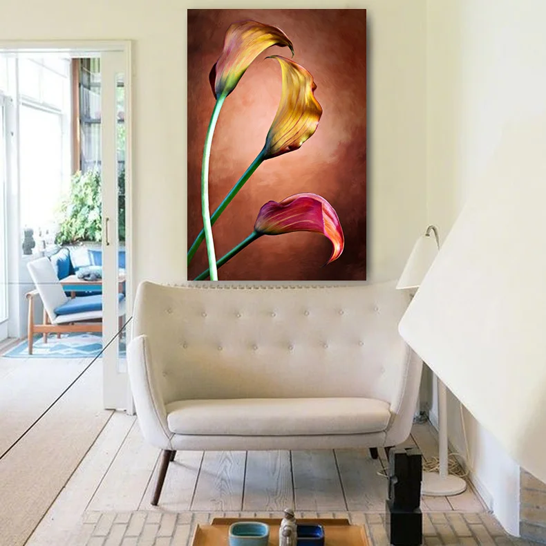 Embelish Free Shipping HD Print Waterproof Canvas Oil Painting For Home Decor Calla Lily Flower Wall Posters Living Room Picture | Дом и сад