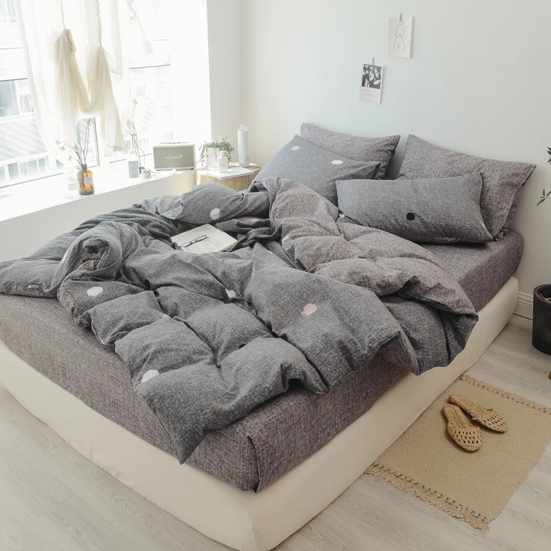 Серый легкий промытый хлопок, Ультра мягкий пододеяльник, Постельный набор, королева, Твин, король, размер, для подростков, мальчиков, простыни, простыни, набор