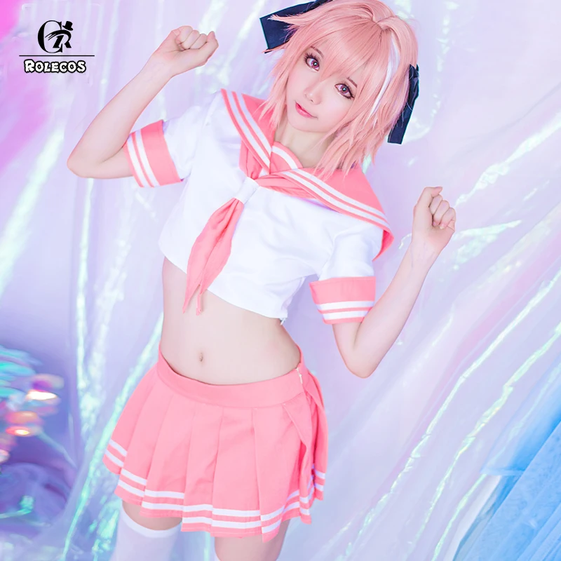 ROLECOS Fate Apocrypha Косплей Костюм Astolfo униформа для косплея FGO школьная розовая девочки