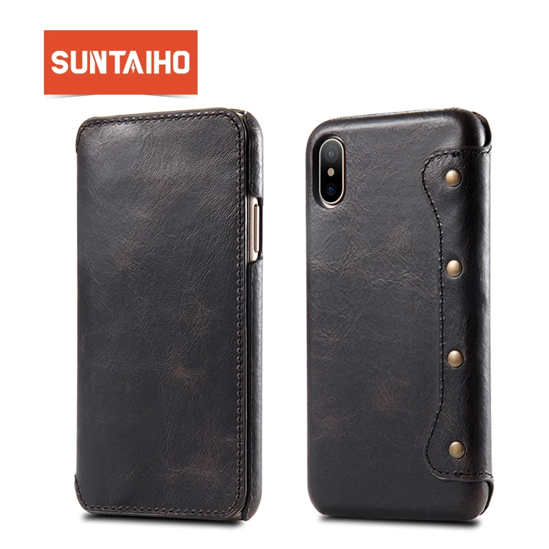 Чехол бумажник Suntaiho кожаный чехол для iphone X Роскошный 7 8 plus с карманом карт