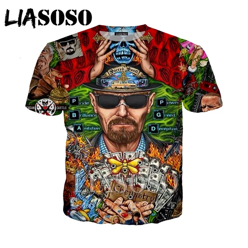 LIASOSO для женщин модная уличная аниме homme Breaking Bad 3d принт веселое Harajuku мужчин