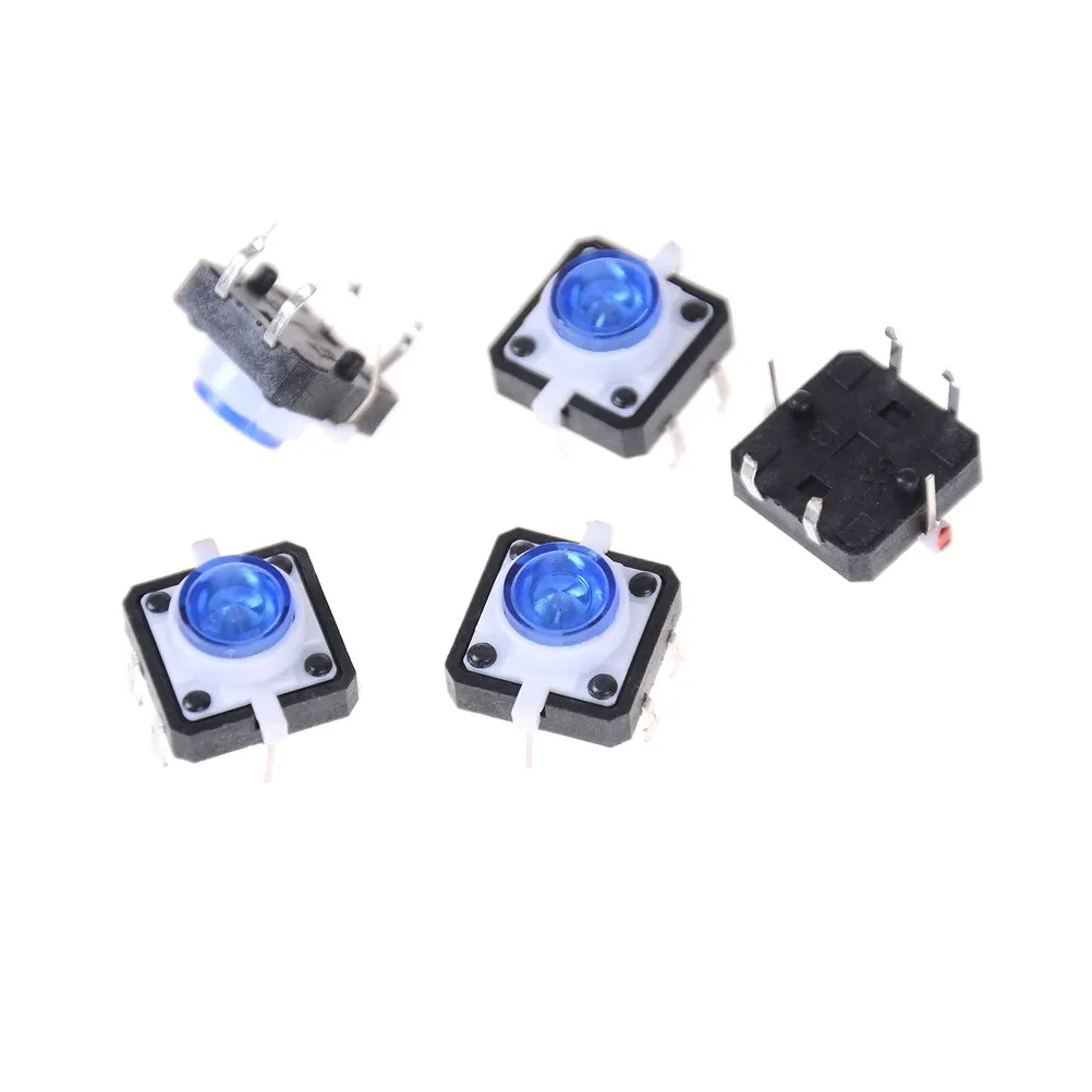 5 шт./лот 12*12 мм 4PIN SMT Тактильный кнопочный переключатель с цветами LED микро сброса