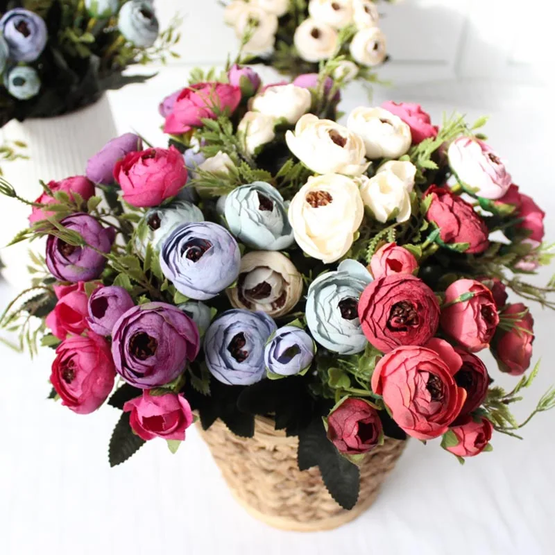 Элегантные шелковые бутоны для цветов свадебные букет из искусственных роз