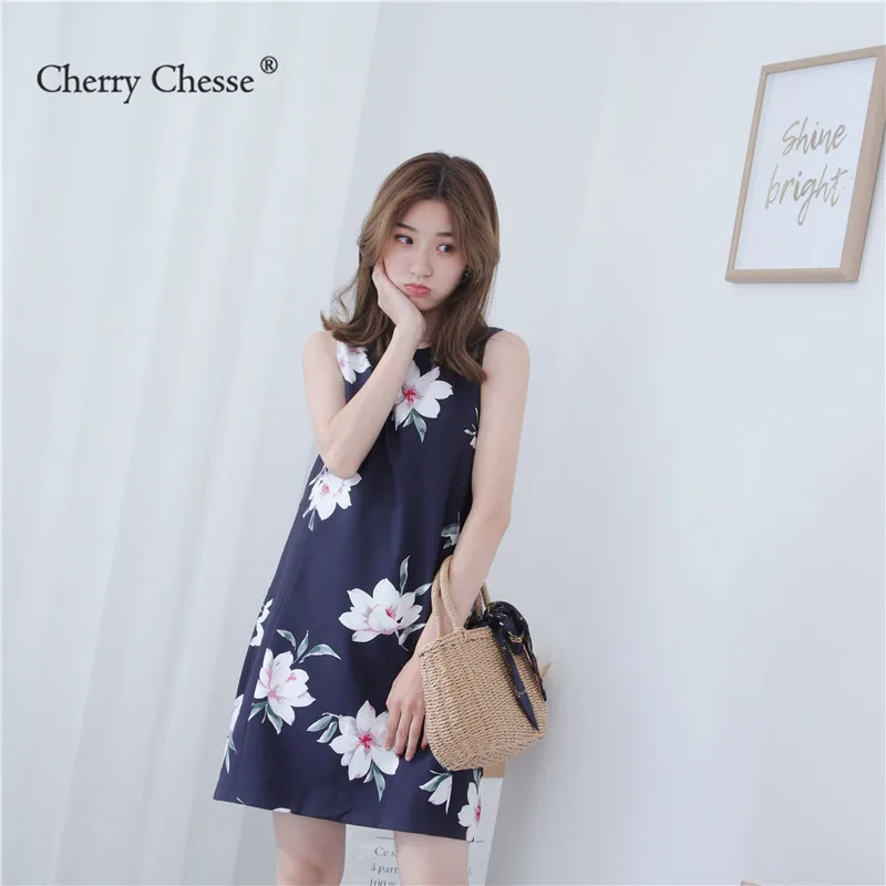 Cherry Chesse 2018 летнее платье с цветочным рисунком Для женщин сарафан Повседневные