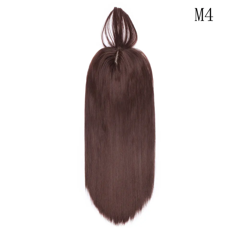 medium brown SNOILITE, 17 дюймов, 3 зажима, цельные волосы для наращивания, длинные прямые волосы для наращивания, синтетические верхние волосы с челкой - Цвет: medium brown