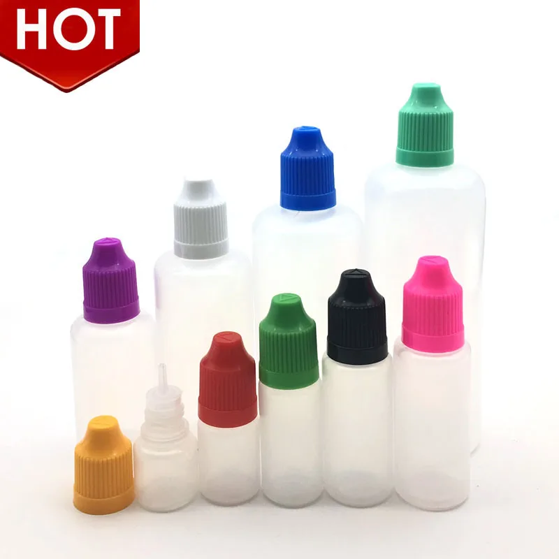 100pcs 3ml 5ml 10ml 15ml 20ml 30ml 50ml PE Plastic Dropper Bottle Empty E Liquid Squeeze with Childproof Cap and fine Tip | Дом и сад