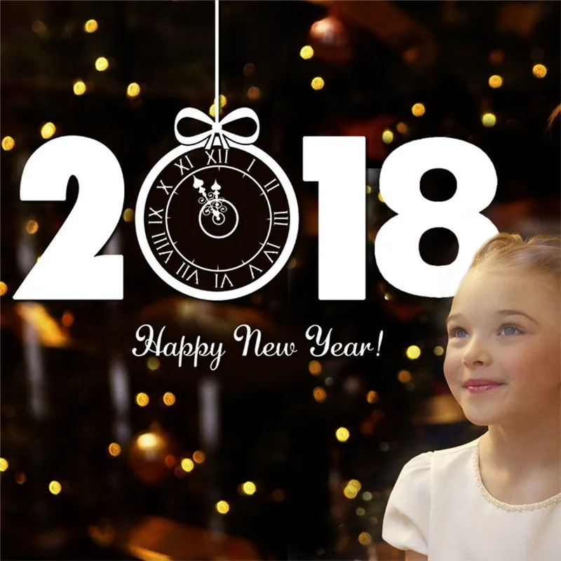 2018 счастливый новый год стеклянные наклейки X mas Дерево Витрина торговый центр