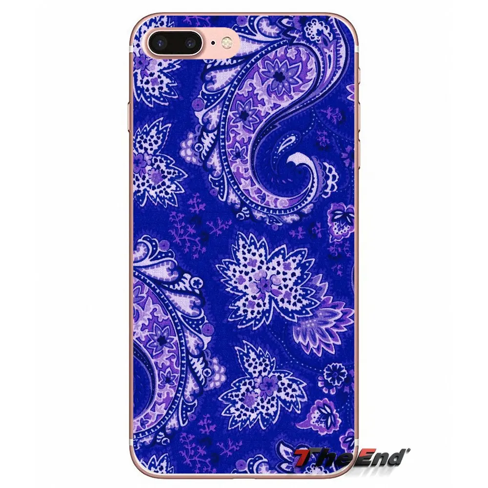 Чехол для iPhone X 4 4S 5 5S 5C SE 6 6S 7 8 Plus Samsung Galaxy J1 J3 J5 J7 A3 A5 2016 2017 фиолетовый цветок Пейсли