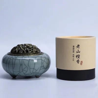 C with sandalwood Держатель для костюма+ горелка+ ладан Longquan Celadon керамическая ладана печь фарфоровая горелка держатель Печи курильница палочки с ладаном катушки - Цвет: C with sandalwood