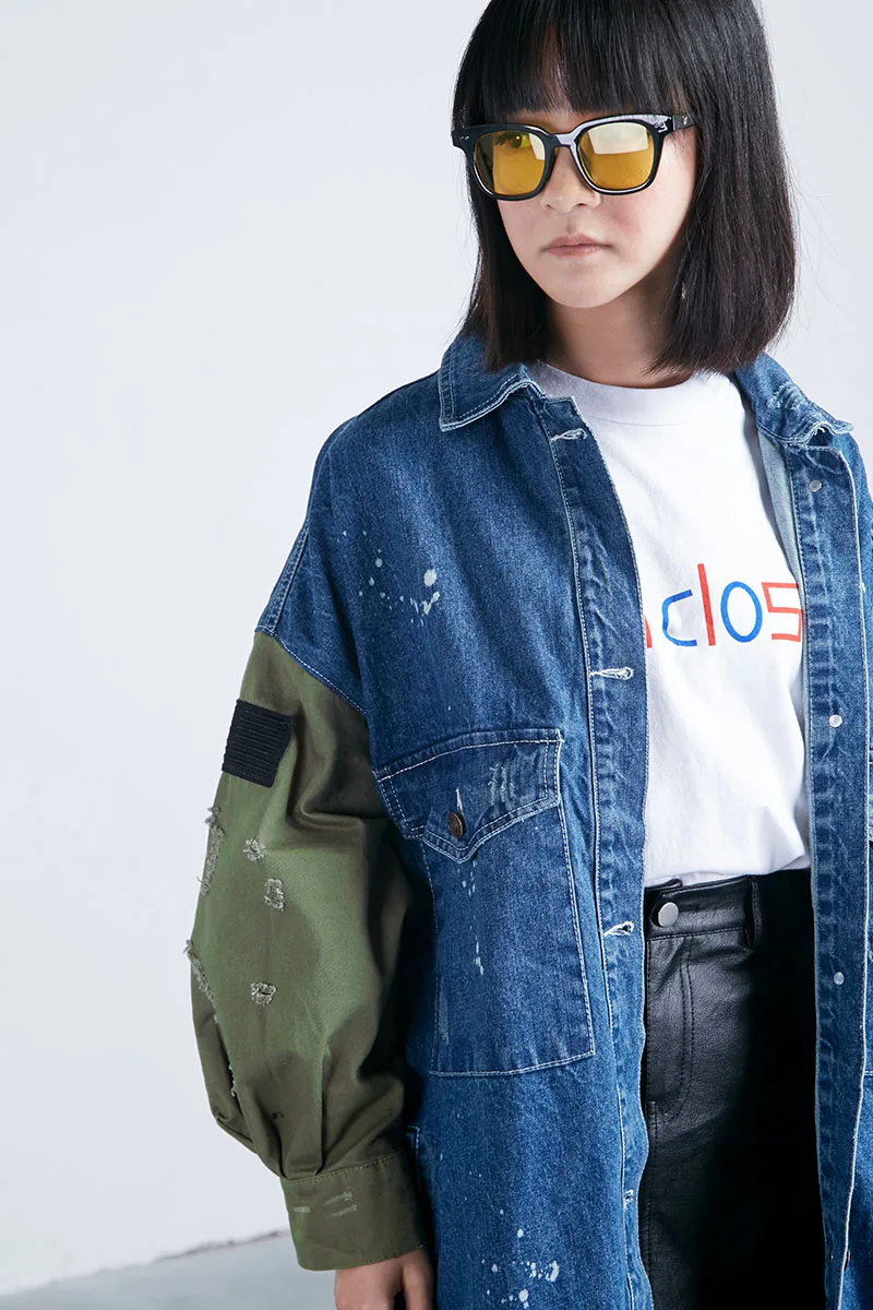 Новое прибытие Корея женские синие джинсовые jackcet отложной воротник Лоскутные