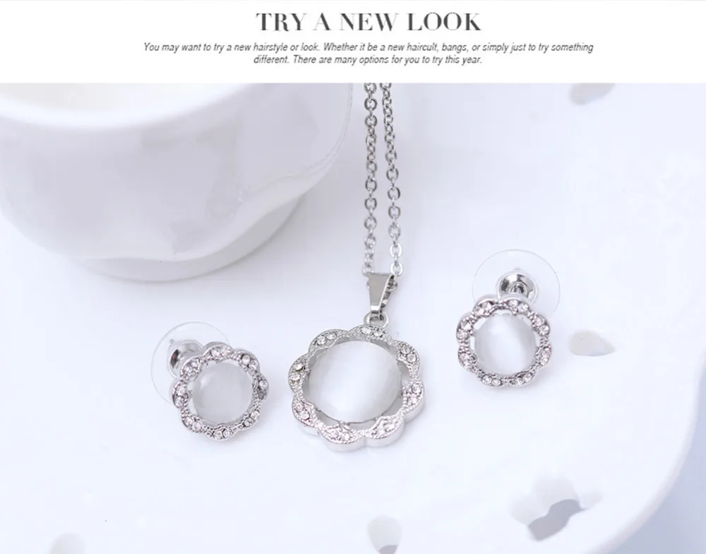 Новинка 2017 года Опал Кристалл Белое золото/розовое золото комплект ювелирных